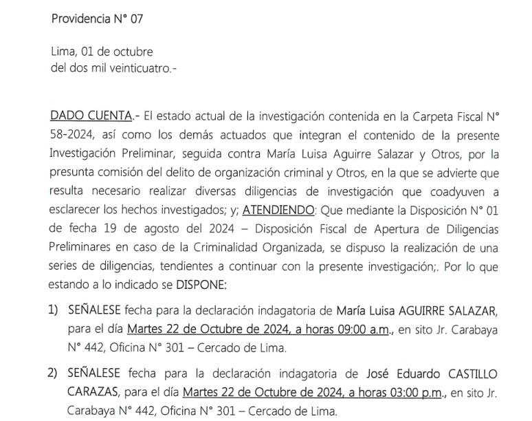 Accionista y gerente general de Blanco SAF citados por la Fiscalía por organización criminal
